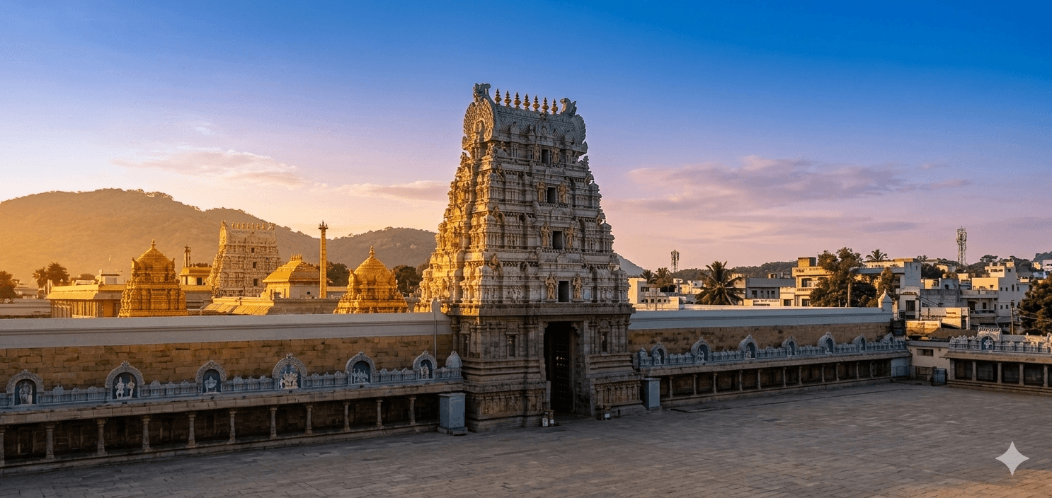 Tirupati temple at golden hour